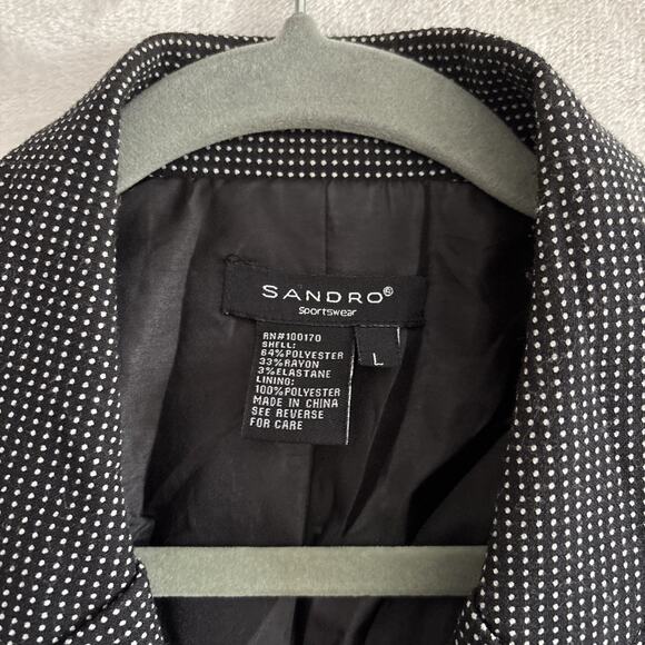 Sandro Sportswear Blazer Jacket Womens L Black & White Polka Dot - Picture 2 of 10